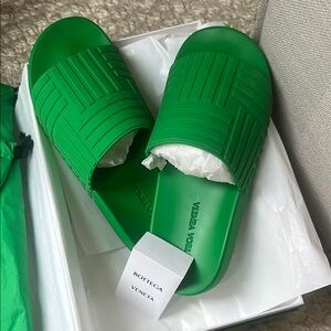Bottega Veneta Green Rubber Slide Sandals